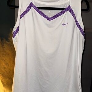 Nike White and Purple Tank Top